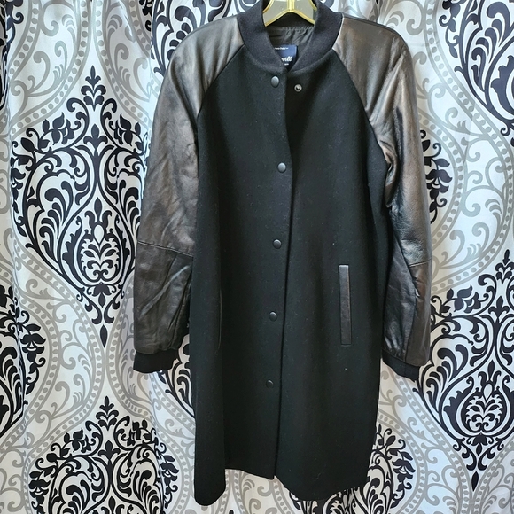 Madewell Black Long Bomber Coat